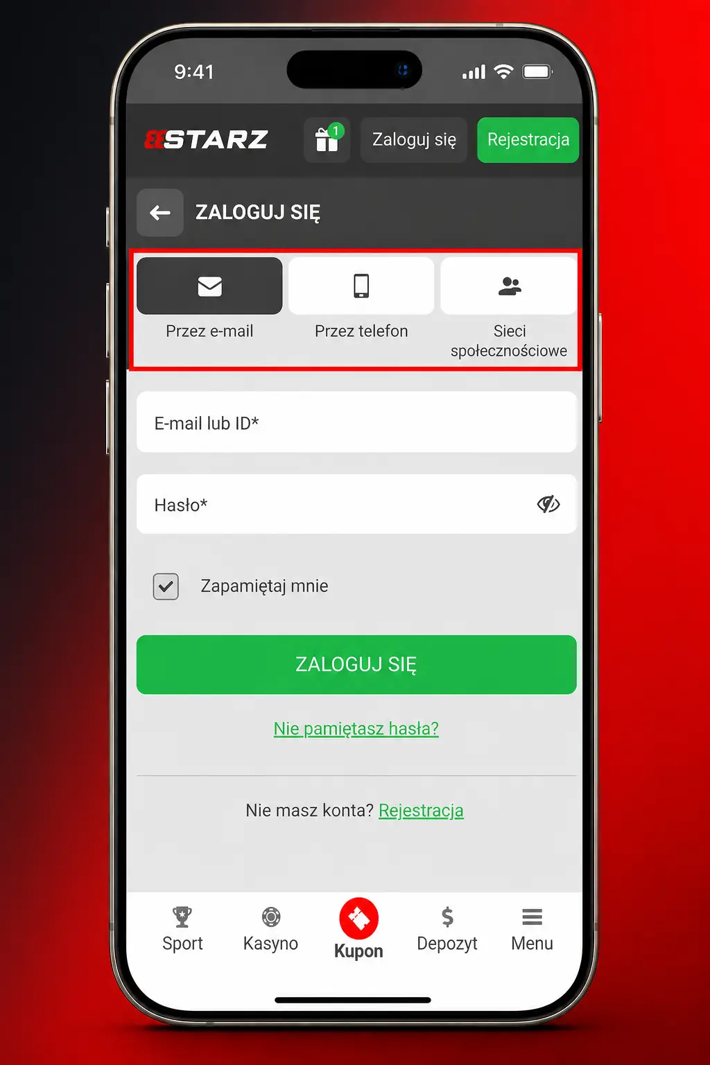Formularz logowania 888starz na komputerze i telefonie z polami loginu, hasła oraz kodu 2FA